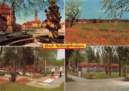 AK / Ansichtskarte Bad Koenigshofen Bayern Marktplatz Brunnen Minigolf Kurpark Panorama