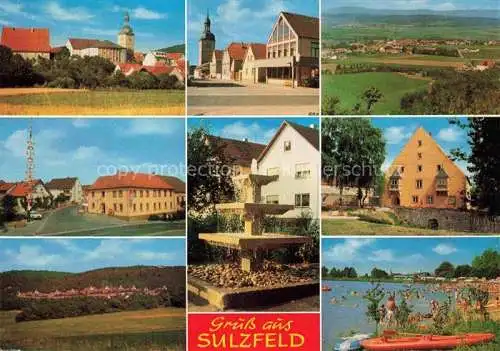 AK / Ansichtskarte Sulzfeld Grabfeld Teilansichten Hauptstrasse Zentrum Brunnen Weiher Badestrand