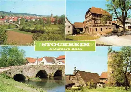 AK / Ansichtskarte Stockheim Unterfranken Rhoen Bayern Panorama Ortsansichten Bruecke Turm