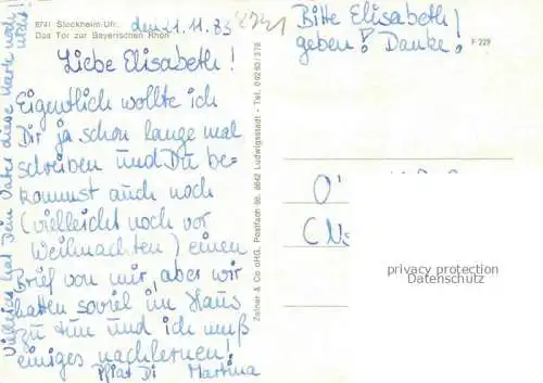 AK / Ansichtskarte Stockheim Unterfranken Rhoen Bayern Panorama Altes Fachwerkhaus Turm Denkmal