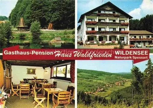 AK / Ansichtskarte Wildensee Unterfranken Spessart Eschau Gasthaus Pension Haus Waldfrieden Teich Landschaftspanorama