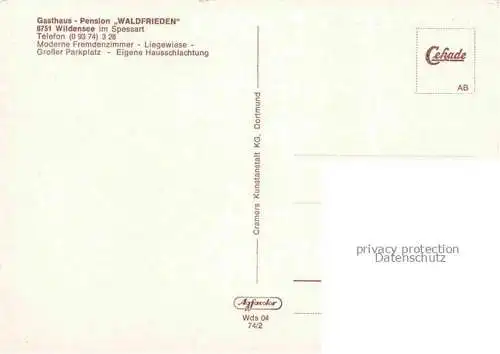 AK / Ansichtskarte Wildensee Unterfranken Spessart Eschau Gasthaus Pension Haus Waldfrieden Gaststube Terrasse
