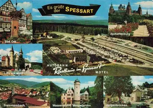 AK / Ansichtskarte Rohrbrunn Autobahn Rasthaus im Spessart Luftbild Aschaffenburg Bad Orb Lohr Frammersbach Wasserschloss Mespelbrunnen Heigenbruecken