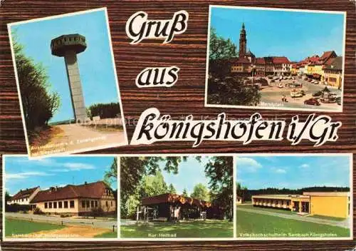 AK / Ansichtskarte Bad Koenigshofen Bayern Marktplatz Waldgaststaette Kur-Heilbad Volkshochschulheim Aussichtsturm Zonengrenze