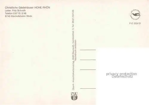 AK / Ansichtskarte Bischofsheim Rhoen Christliche Gaestehaeuser Hohe Rhoen