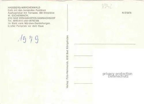 AK / Ansichtskarte Sambachshof Hassberg Maerchenwald Wasserspiele Café