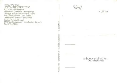 AK / Ansichtskarte Bad Koenigshofen Bayern Hotel Gasthof Vier Jahreszeiten Restaurant