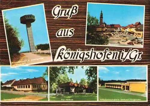 AK / Ansichtskarte Bad Koenigshofen Bayern Aussichtsturm Zonengrenze Marktplatz Waldgaststaette Kur-Heilbad Volkshochschulheim