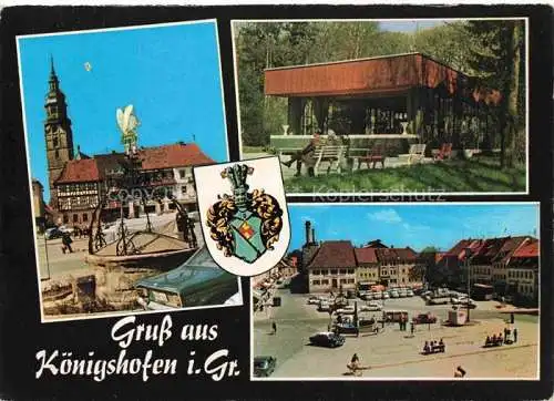 AK / Ansichtskarte Bad Koenigshofen Bayern Marktplatz Kirche Kurpark