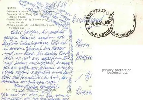 AK / Ansichtskarte Pesaro Marche IT Fliegeraufnahme mit Bartoloberg