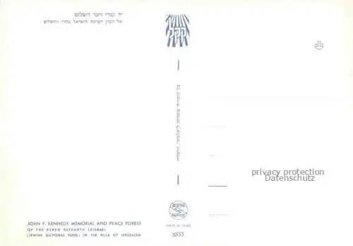 AK / Ansichtskarte Jerusalem  Yerushalayim Israel John F Kennedy Memorial