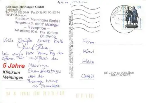 AK / Ansichtskarte Meiningen Thueringen Klinikum Meiningen Zimmer Gastraum Hallenbad