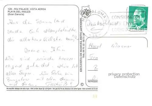 AK / Ansichtskarte Playa del Ingles Gran Canaria ES Riu Palace Fliegeraufnahme