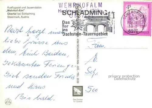 AK / Ansichtskarte Schladming Obersteiermark AT Wehrhof Alm Obertal Trockenbrotscharte