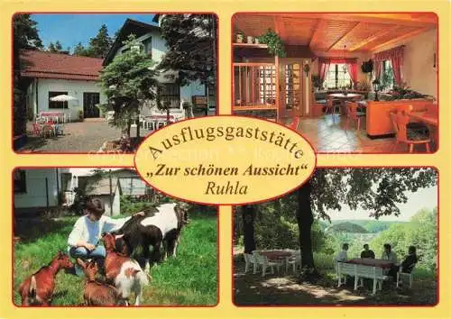 AK / Ansichtskarte Ruhla Gaststaette Zur schoenen Aussicht Gastraeume Garten Heimzoo