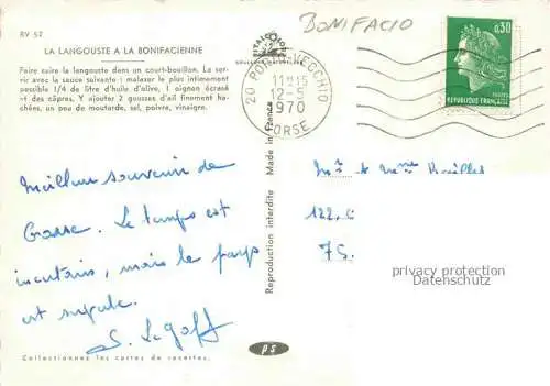 AK / Ansichtskarte Bonifacio 2A Corse du Sud La Lngouste a la Bonifacienne
