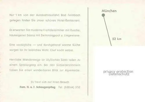 AK / Ansichtskarte Bad Feilnbach Hotel Restaurant Kreuzstrasse Gastraum Zimmer Pool Terrasse