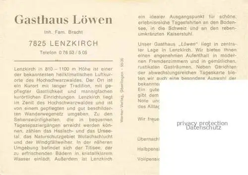AK / Ansichtskarte Lenzkirch Gasthaus Loewen Gastraeume Panorama