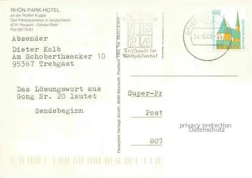 AK / Ansichtskarte Roth Hausen Rhoen Rhoen-Park Hotel an der Rother Kuppe