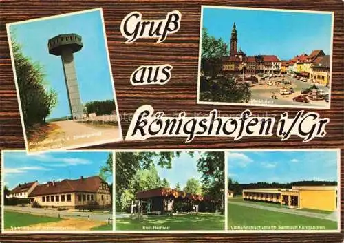 AK / Ansichtskarte Bad Koenigshofen Bayern Aussichtsturm Zonengrenze Marktplatz Waldgaststaette Kurheilbad Volkshochschulheim