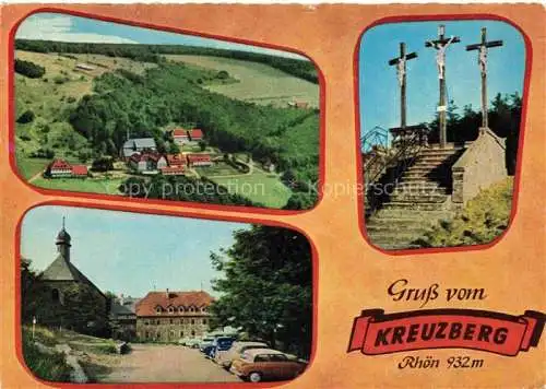 AK / Ansichtskarte Bischofsheim Rhoen Franziskanerkloster Kreuzberg Wallfahrtsort am heiligen Berg der Rhoen Golgota-Kreuze
