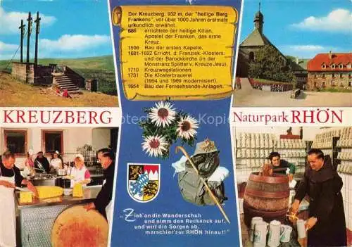 AK / Ansichtskarte Bischofsheim Rhoen Franziskanerkloster Kreuzberg Wallfahrtsort am heiligen Berg der Rhoen Golgota-Kreuze Schaenke Historie