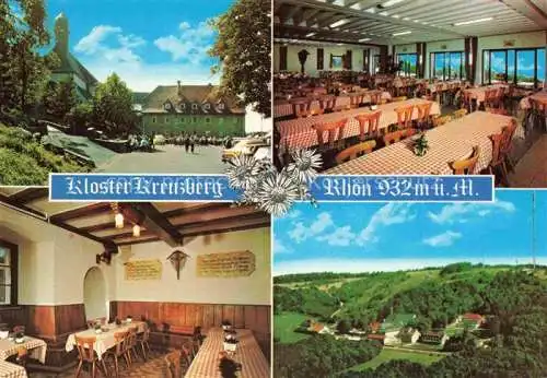 AK / Ansichtskarte Bischofsheim Rhoen Franziskanerkloster Kreuzberg Wallfahrtsort am heiligen Berg der Rhoen Gaststaette