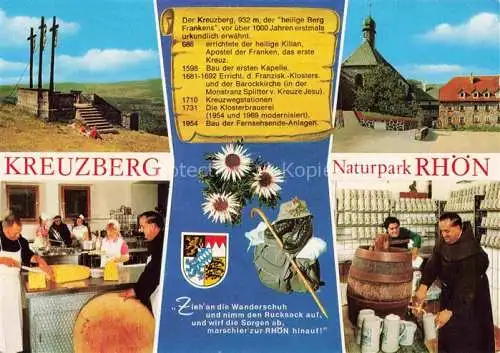 AK / Ansichtskarte Bischofsheim Rhoen Franziskanerkloster Kreuzberg Wallfahrtsort am heiligen Berg der Rhoen Golgota-Kreuze Schaenke Historie