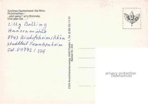 AK / Ansichtskarte Bischofsheim Rhoen Serie Schoenes Deutschland Die Rhoen Rhoentrachten