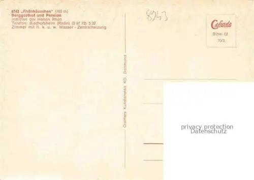 AK / Ansichtskarte Bischofsheim Rhoen Rhoenhaeuschen Berggasthof Pension der Hohen Rhoen Gaststube