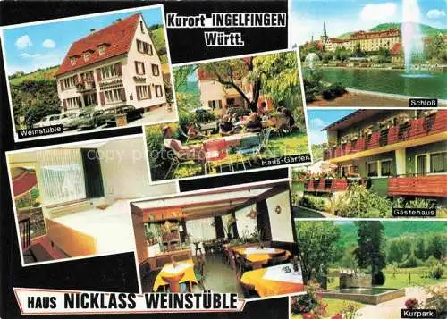 AK / Ansichtskarte Ingelfingen Weinstube Haus-Garten Fremdenzimmer Gaststube Kurpark Gaestehaus Schloss