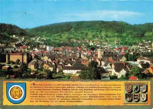 AK / Ansichtskarte Kuenzelsau Stadtpanorama Historie Wappen