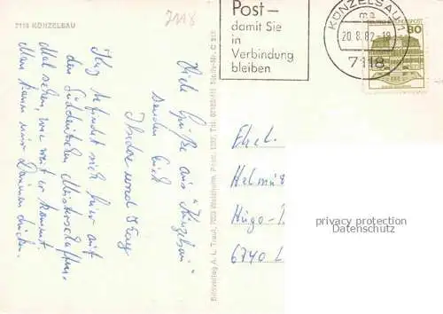 AK / Ansichtskarte Kuenzelsau Kocherbruecke Kirche Hauptstrasse Rathaus Schnurgasse Morsbacher Tor Schloss