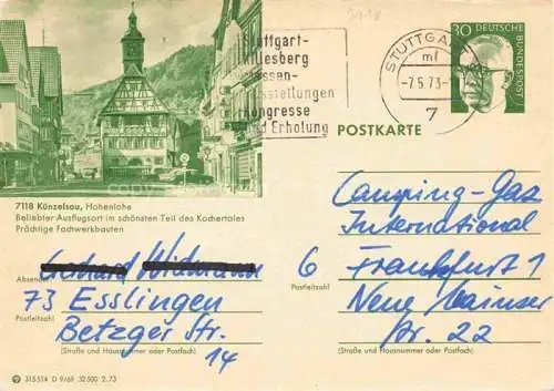 AK / Ansichtskarte Kuenzelsau Stadtzentraum Rathaus Fachwerkbau