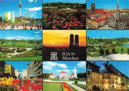 AK / Ansichtskarte IGA Gartenbauaustellung International Muenchen Olympiapark Rosengarten Frauenkirche Rathaus