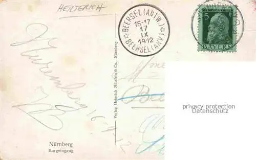 AK / Ansichtskarte HERTERICH M. Nuernberg Kuenstlerkarte Nuernberg Burgeingang 