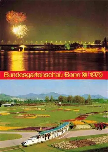 AK / Ansichtskarte BUGA Bundesgartenschau Bonn Feuerwerk Kleinbahn 