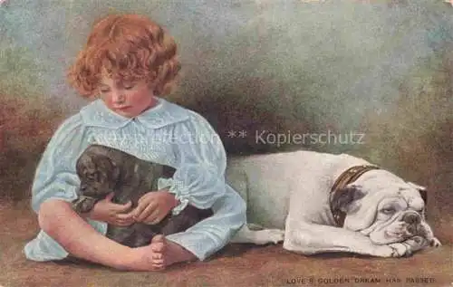 AK / Ansichtskarte Bulldogge Hunde dogs chiens Kind 