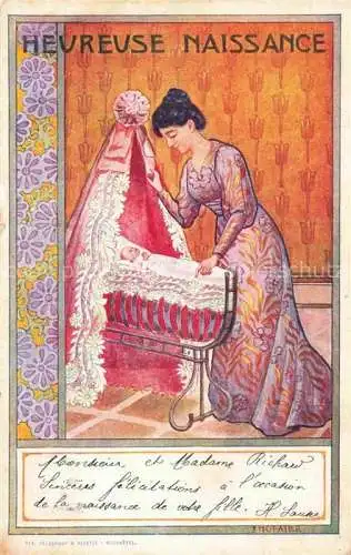 AK / Ansichtskarte HOFATER J. Kuenstlerkarte Heurevse Naissance Frau Baby