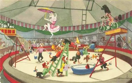 AK / Ansichtskarte Vermenschlicht Humanises-- Zirkus Hunde