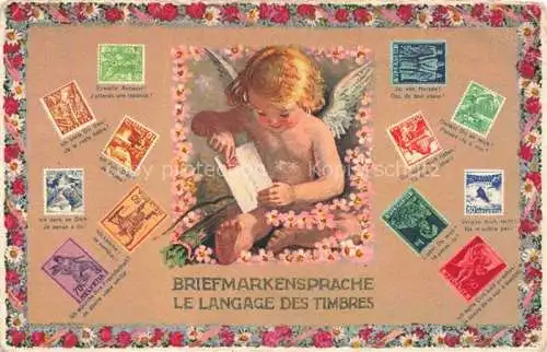 AK / Ansichtskarte BriefmarkenSPRACHE auf Ak Langage des Timbres  Engel 