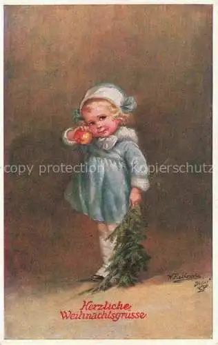 AK / Ansichtskarte FIALKOWSKA Wally Kuenstlerkarte Weihnachstgruesse Kind Apfel Primus 