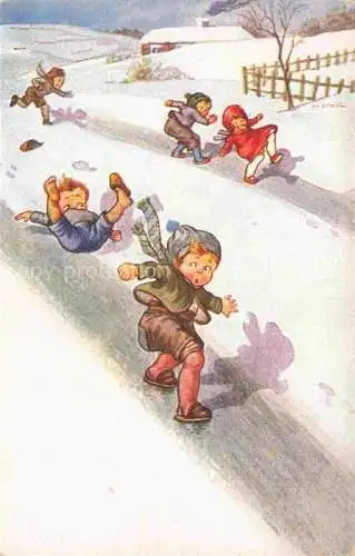 AK / Ansichtskarte ZAHL H. Kuenstlerkarte Kinder Winter 
