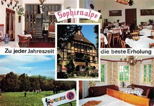 AK / Ansichtskarte Sophienalpe 507m Wien AT Restaurant Gastraeume Zimmer Panorama