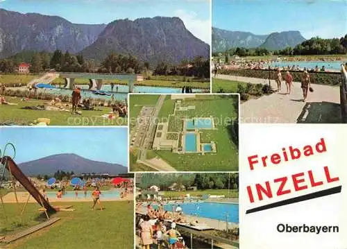 AK / Ansichtskarte Inzell Freibad Schwimmbecken Sprungturmanlage Fliegeraufnahme
