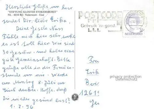 AK / Ansichtskarte Nederweert-Eind NL Stiftung Kloster Stokershorst Festsaal Gastraum Park