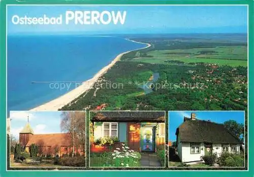 AK / Ansichtskarte Prerow  Ostseebad Fliegeraufnahme Kirche Inselhaus