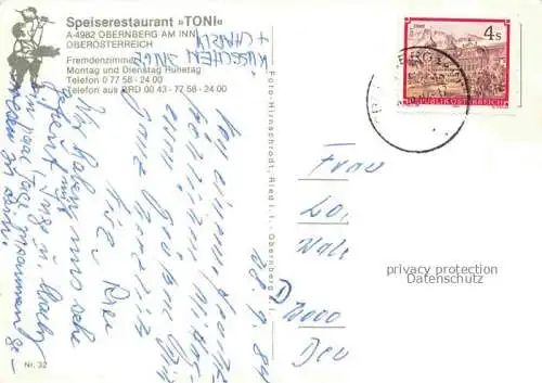 AK / Ansichtskarte Obernberg  Inn AT Speiserestaurant Toni Gastraeume Gartenterrasse