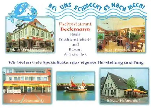 AK / Ansichtskarte BueSUM Nordseebad Fischrestaurant Beckmann Heide Friedrichstrasse Alleestrasse Hafenstrasse
