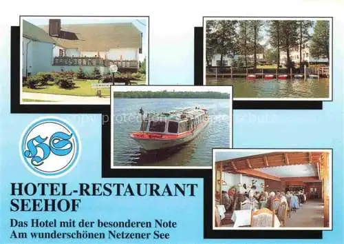 AK / Ansichtskarte Netzen Kloster Lehnin Brandenburg Hotel Restaurant Seehof Fahrgastschiff Gastraum